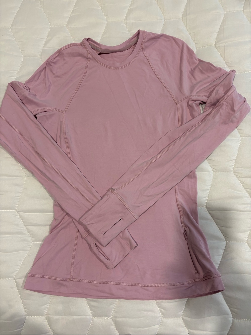 Lululemon Long Sleeve Mauve Workout Top with pocket and thumb holes